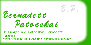 bernadett patocskai business card